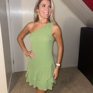 Moss Green one shoulder dress BCBG size 2